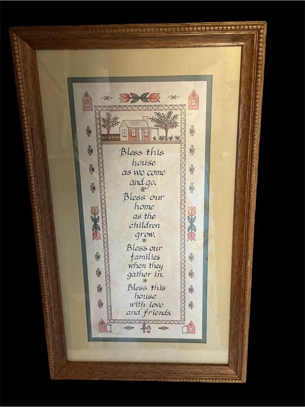 Framed Bless This House Wall Art - Vintage